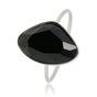 Creatieve zilveren ring - zwarte glassteen - minimalistisch