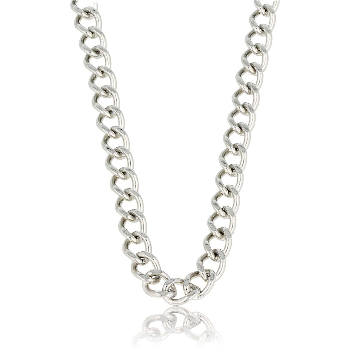 Stoere zilveren ketting met 6 mm grove schakels