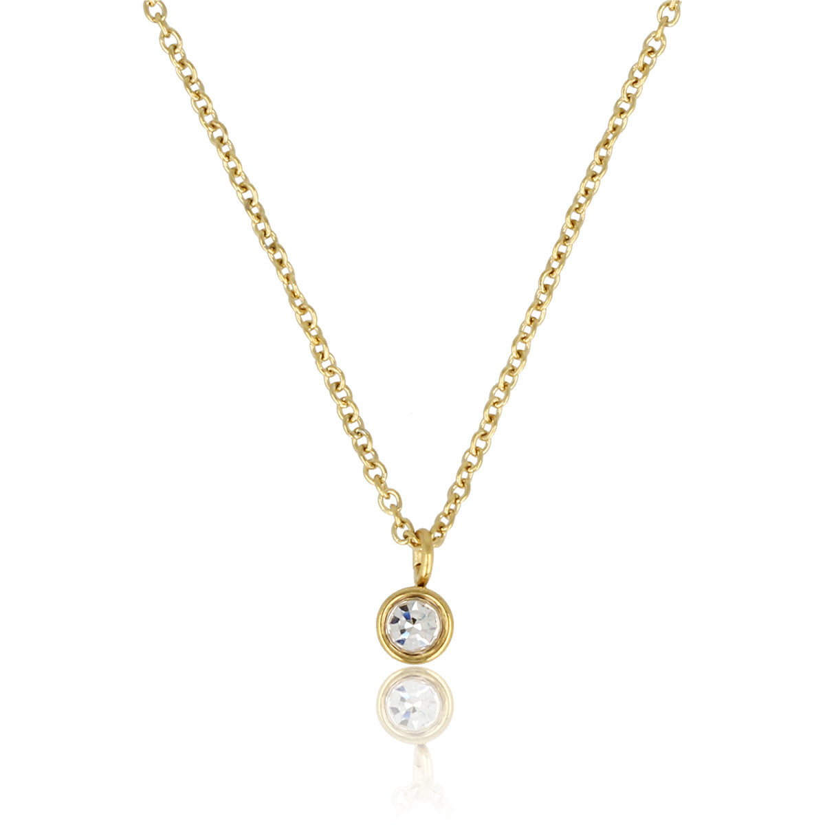 Gold Chain with Zirconia Crystal - Does Not Tarnish