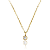 Gold Chain with Zirconia Crystal - Does Not Tarnish