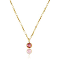 Gold Chain with Pink Zirconia Stone - Does Not Discolor
