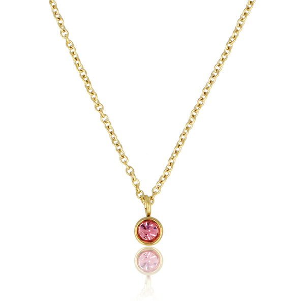 Gouden Ketting met Roze Zirkonia Steentje - Verkleurt Niet
