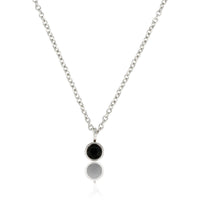 Silver Necklace with Black Zirconia Stone, Does Not Discolor