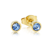 Radiant Gold Earring with Sapphire Zirconia 4mm