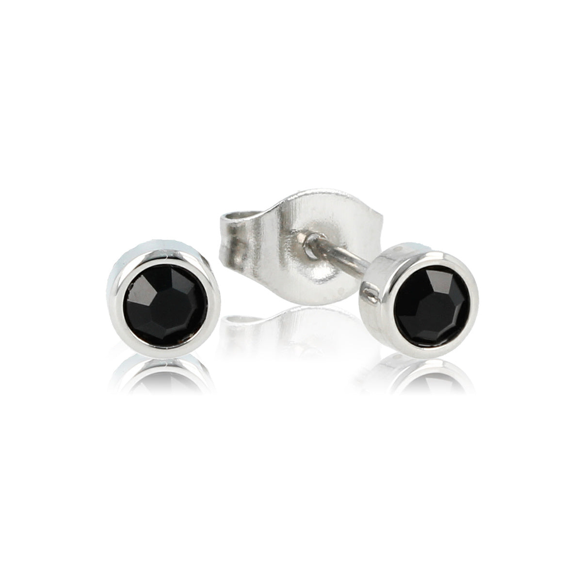 Elegant Silver Earrings with Black Zirconia