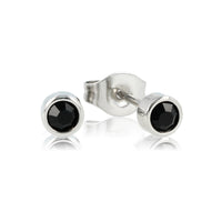 Elegant Silver Earrings with Black Zirconia