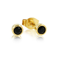 Elegant Gold Earring with Black Zirconia 4mm