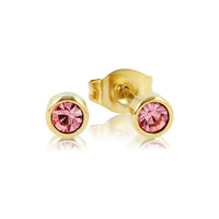 Radiant Gold Earring with Pink Zirconia 4mm