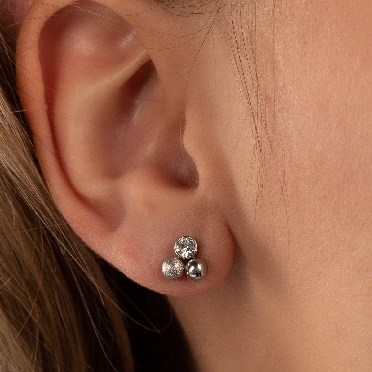 Crystal Silver Stud Earrings - Elegant and Unique