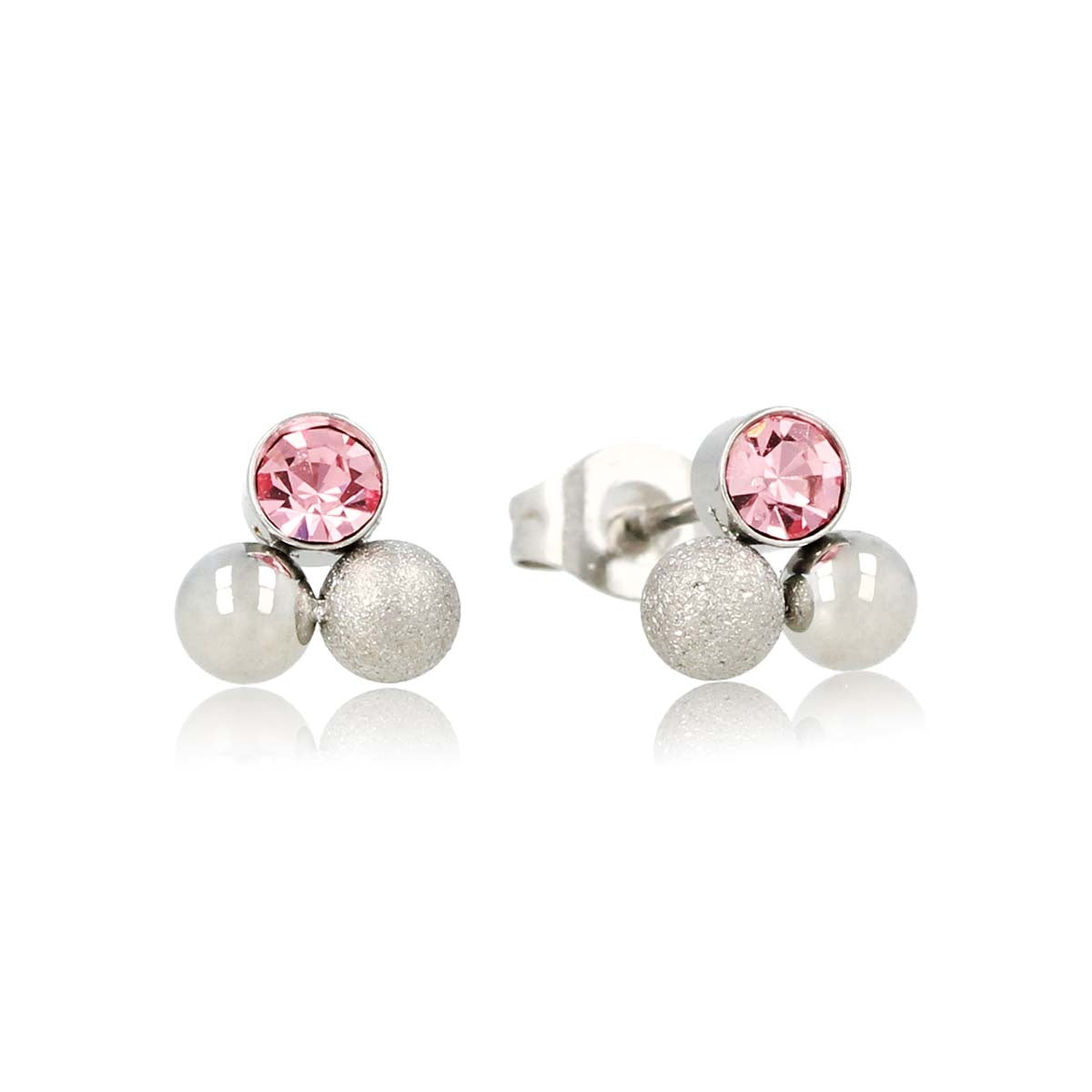 Pink Zirconia Silver Stud Earrings - Elegant and Unique