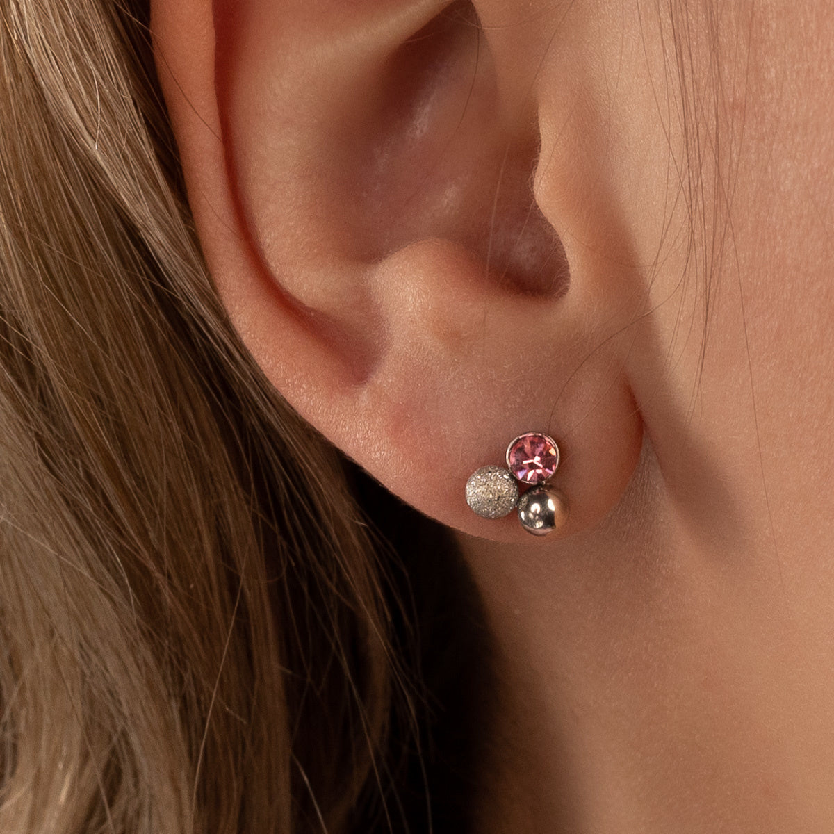 Pink Zirconia Silver Stud Earrings - Elegant and Unique