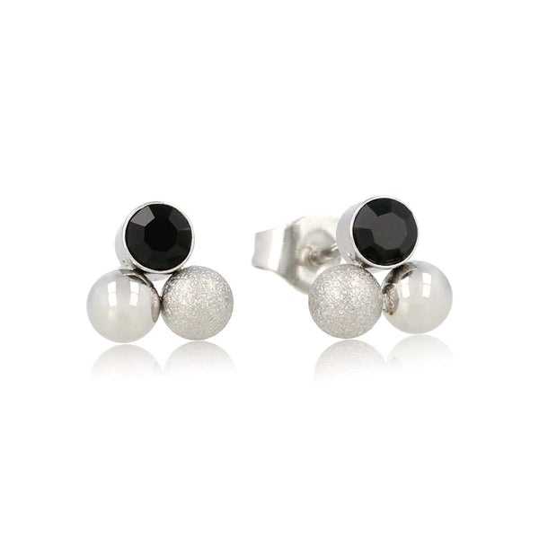 Elegante Zilveren Oorstekers met Zwarte Zirkonia 8mm