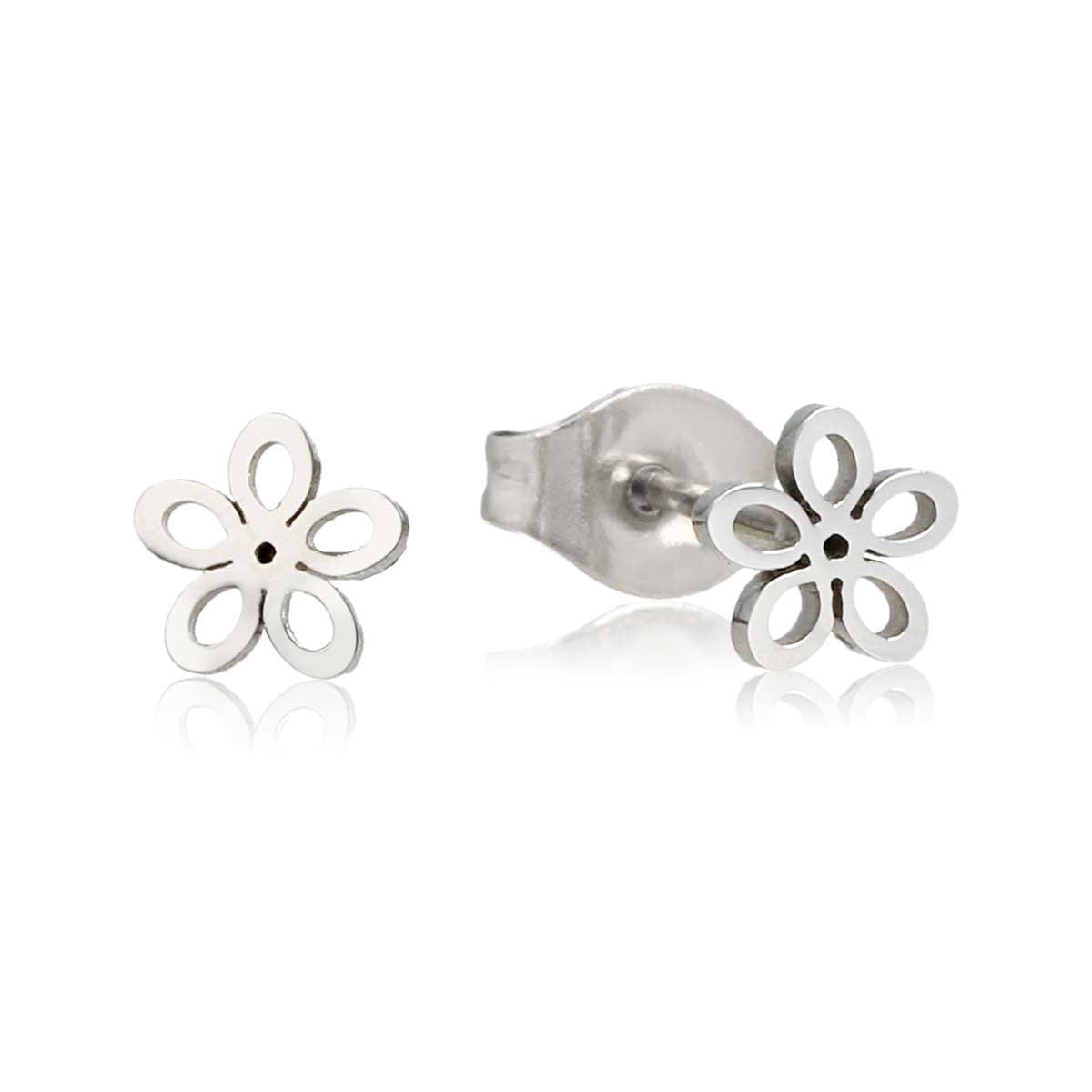 Strahlende Silberne Blumen-Ohrstecker - 6mm Eleganz