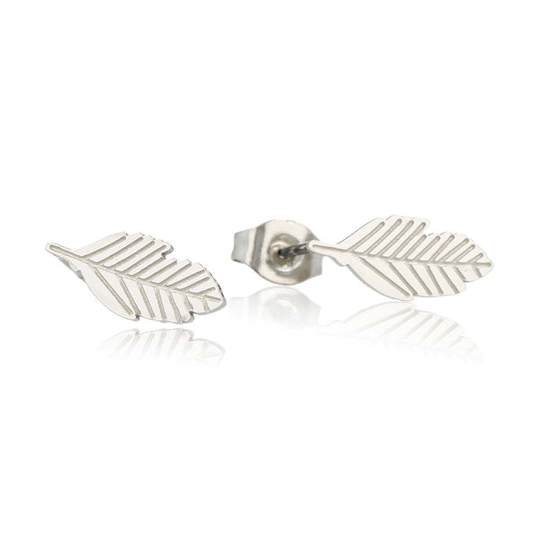 Elegante Zilveren Veer Oorstekers 12mm