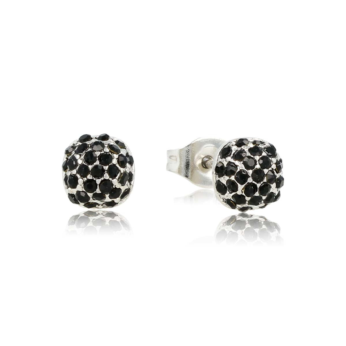 Mystical Silver Stud Earrings with Black Stones 6mm