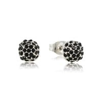Mystical Silver Stud Earrings with Black Stones 6mm
