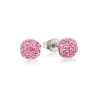 Pink Zirconia: Silver Stud Earrings 6mm