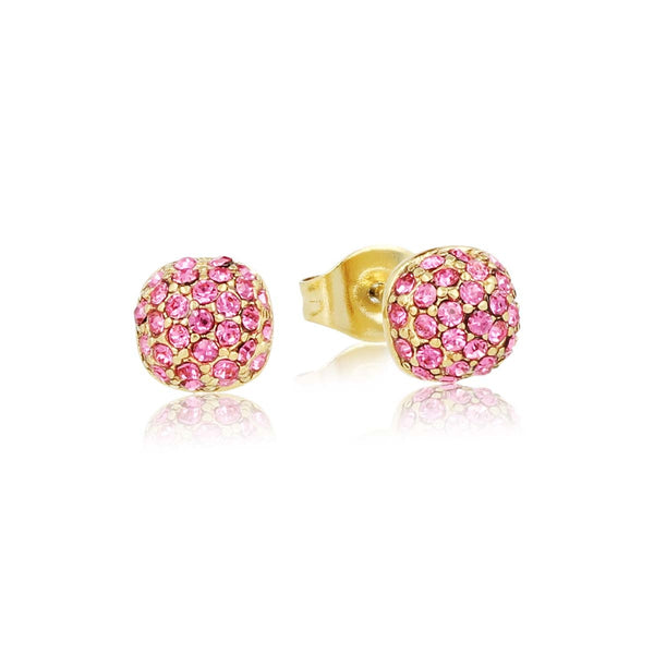 Stralende Gouden Oorknopjes met Roze Stenen