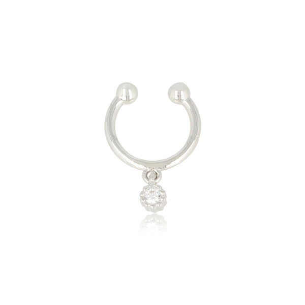 Zilveren Earcuff met Sprankelende Zirkonia Hanger