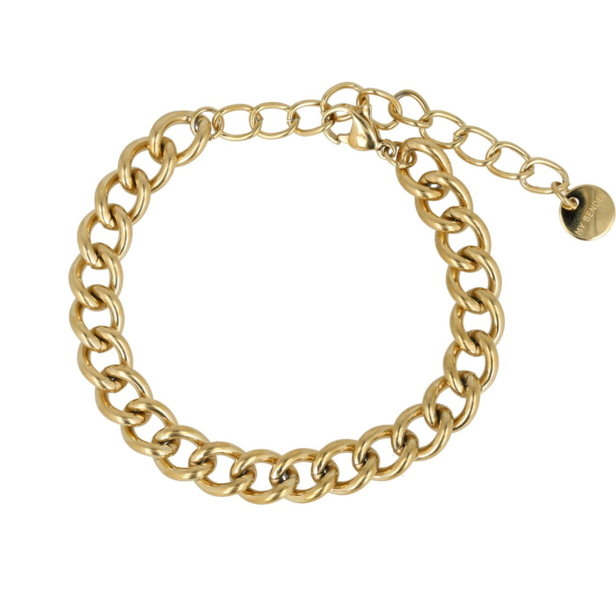 Gouden stainless steel Schakelarmband Verstelbaar