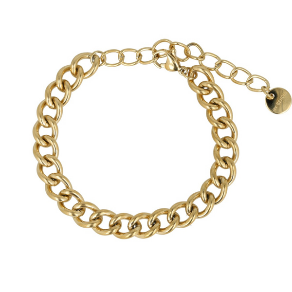 Gouden stainless steel Schakelarmband Verstelbaar