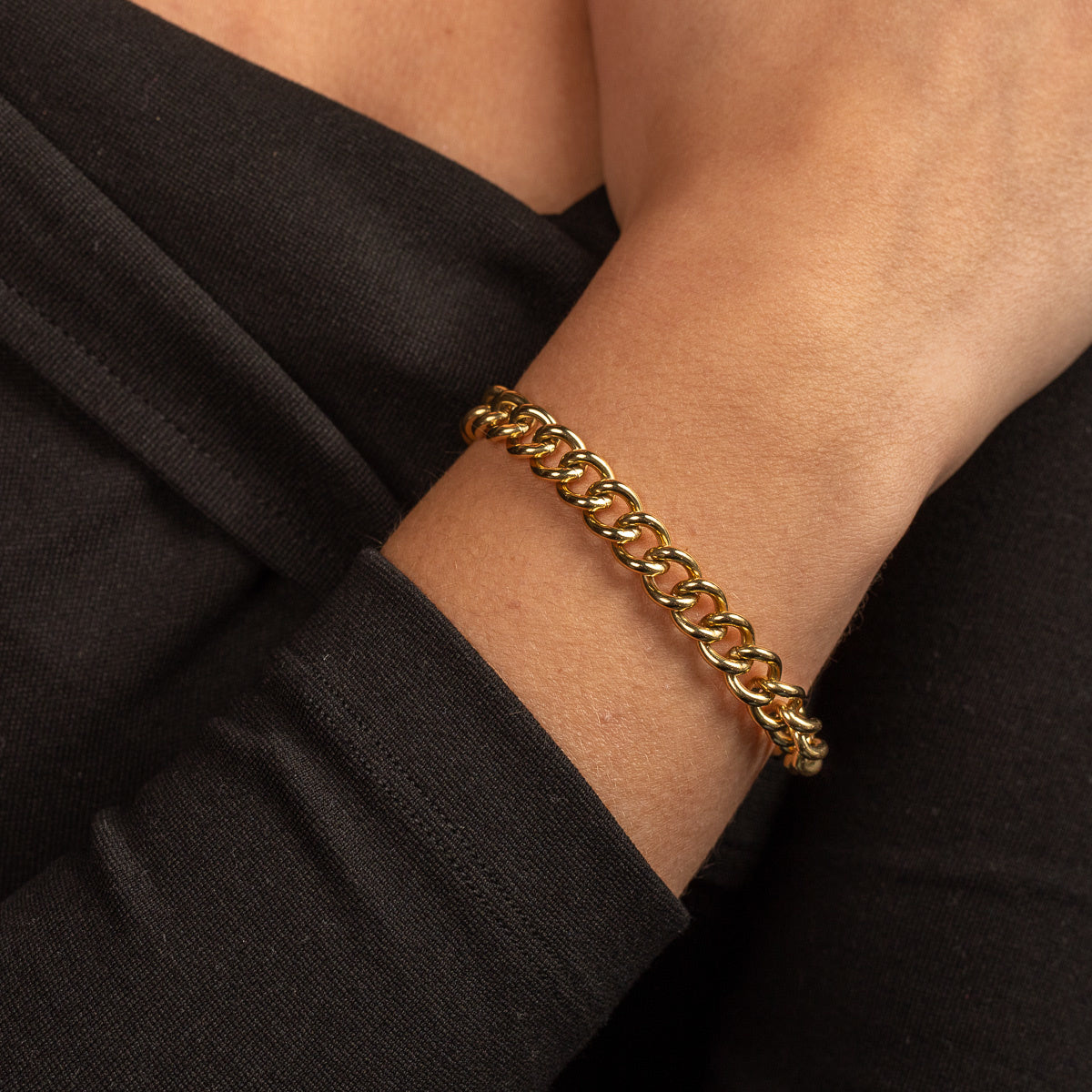 Gouden stainless steel Schakelarmband Verstelbaar