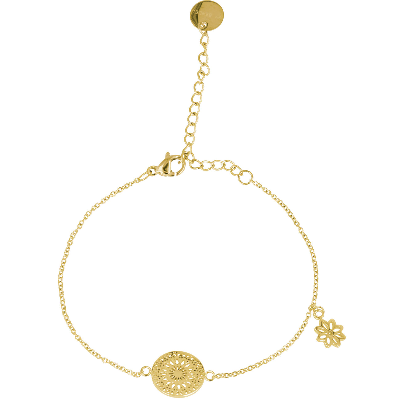 Verstellbares goldenes Mandala-Armband - Edelstahlbeschichtung