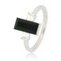 Silver ring with black stone - 2 small zirconias