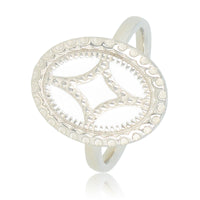 Vintage silver ring - white inlay - epoxy and stainless steel