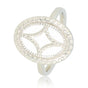 Vintage silberner Ring - weiße Einlage - Epoxidharz und Edelstahl