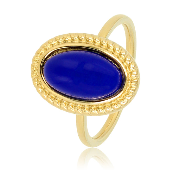 Vintage ring goud - blauwe steen - Stainless steel - PVD plating