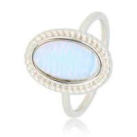 Vintage silver ring - White Quartz stone - Twisted edge