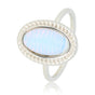Vintage zilveren ring - White Quartz steen - Twisted rand