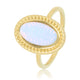 Vintage ring goud - Stainless steel - White Quartz steen