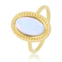 Vintage ring goud - Stainless steel - White Quartz steen