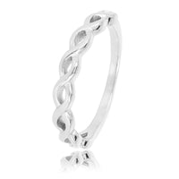 Woven silver stacking ring - Playful link ring