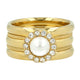 Goldener Ringset - weiße Perle - Zirkonia - Stardust Ringe