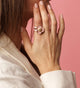Roze keramieken ringenset - Gouden ring met Epoxy bloem