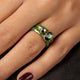 Green ceramic ring set - with zirconia and crystals