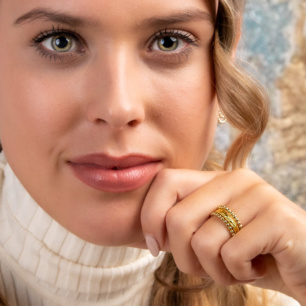 Ringenset goudkleurig - 3 aanschuifringen - Uniek design