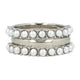 Silver ring set - white pearls - smooth stacking ring
