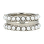 Silver ring set - white pearls - smooth stacking ring