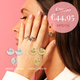 Gouden schelpenset met ring en oorstekers