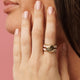 Ringenset: roze keramiek, gouden bolletjes, schelp. 5 ringen voor unieke stijl. Inclusief 1 jaar garantie.