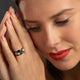 Ringenset schwarz Keramik - goldene Ringe mit Stein