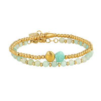 Goldene Armbandset mit Amazonit und Muscheln