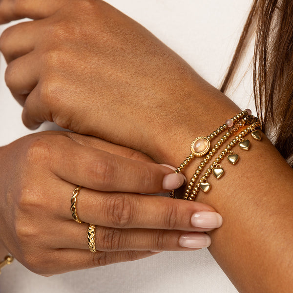 Elastische Armband met Harten bedels - Stijlvol Accessoire