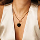 Goldene Gliederkette Damen mit Onyx Herz - 47 cm