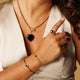 Goldene Gliederkette Damen mit Onyx Herz - 47 cm