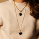 Goldene Gliederkette Damen mit Onyx Herz - 47 cm